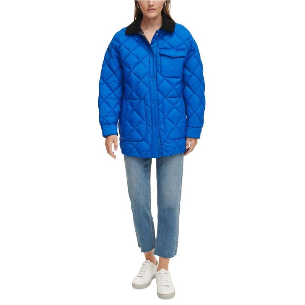 Calvin Klein Womens Reversible Barn Quilted Jacket, Blue, XL, DM